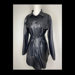 Leather button down dress